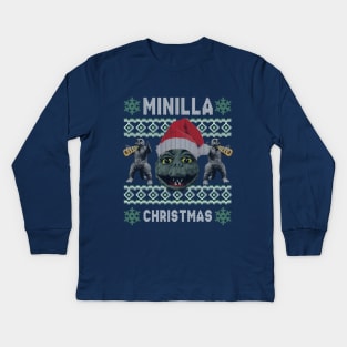 Minilla Christmas - Ugly Sweater Exclusive! Kids Long Sleeve T-Shirt